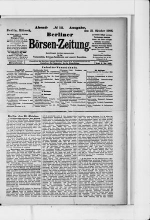 Berliner Börsen-Zeitung vom 31.10.1906