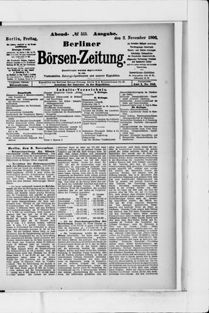 Berliner Börsen-Zeitung vom 02.11.1906