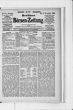 Berliner Börsen-Zeitung vom 02.11.1906