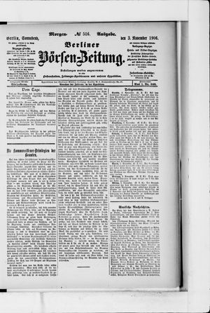 Berliner Börsen-Zeitung vom 03.11.1906