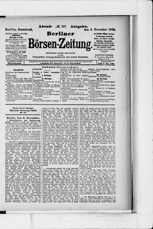 Berliner Börsen-Zeitung vom 03.11.1906