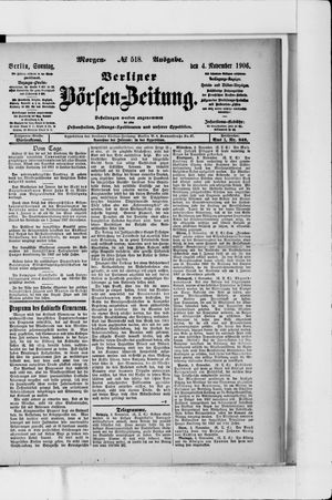 Berliner Börsen-Zeitung vom 04.11.1906