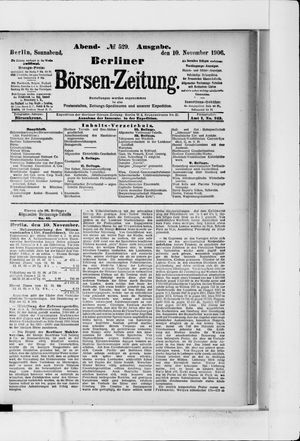 Berliner Börsen-Zeitung on Nov 10, 1906