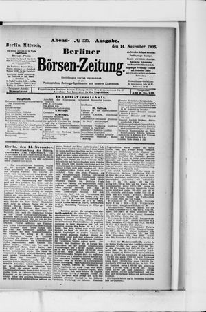 Berliner Börsen-Zeitung vom 14.11.1906