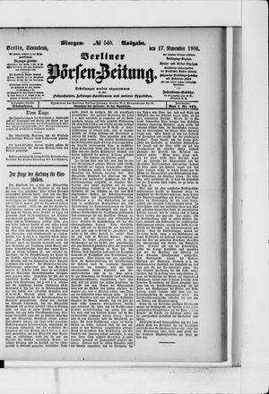 Berliner Börsen-Zeitung vom 17.11.1906