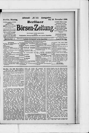Berliner Börsen-Zeitung vom 20.11.1906