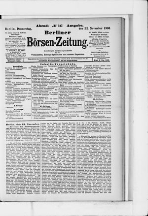 Berliner Börsen-Zeitung vom 22.11.1906