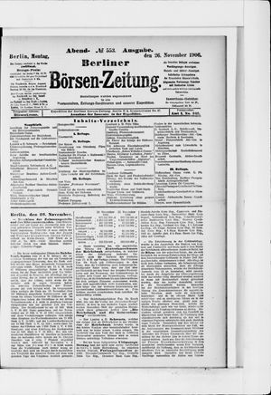 Berliner Börsen-Zeitung on Nov 26, 1906