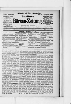 Berliner Börsen-Zeitung on Nov 27, 1906
