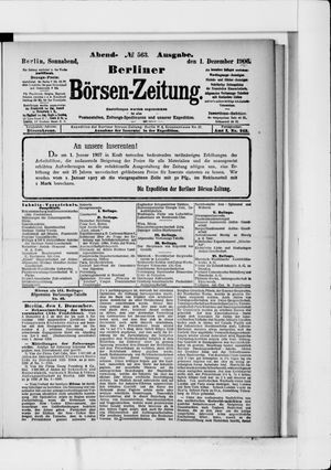 Berliner Börsen-Zeitung vom 01.12.1906