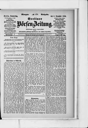 Berliner Börsen-Zeitung vom 06.12.1906