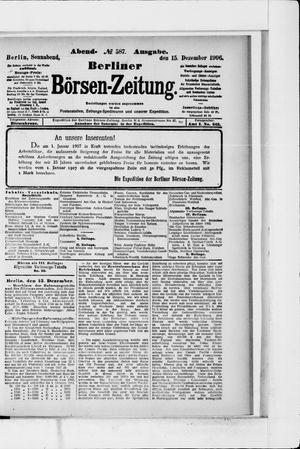 Berliner Börsen-Zeitung on Dec 15, 1906