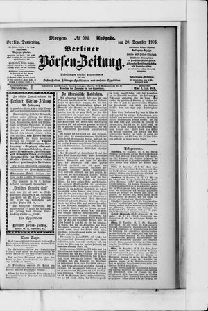 Berliner Börsen-Zeitung vom 20.12.1906