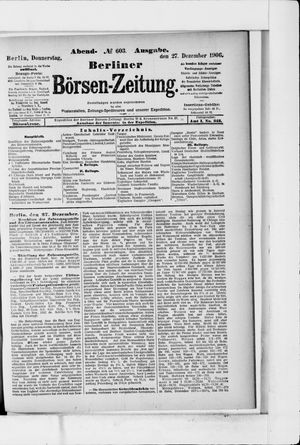 Berliner Börsen-Zeitung vom 27.12.1906