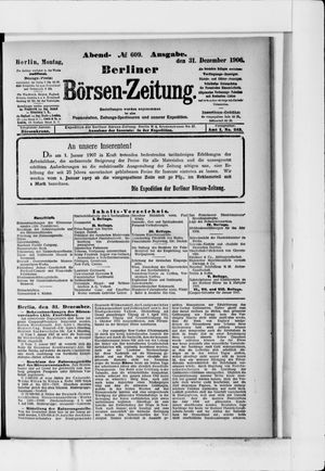Berliner Börsen-Zeitung vom 31.12.1906