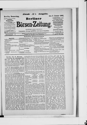Berliner Börsen-Zeitung vom 03.01.1907
