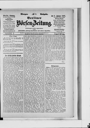 Berliner Börsen-Zeitung vom 06.01.1907