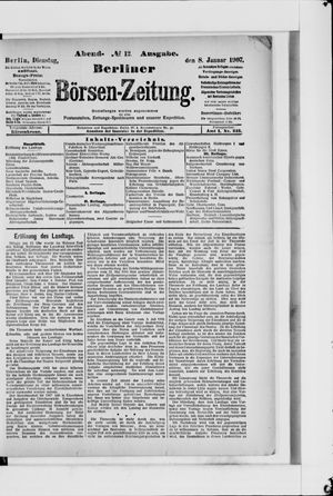 Berliner Börsen-Zeitung on Jan 8, 1907