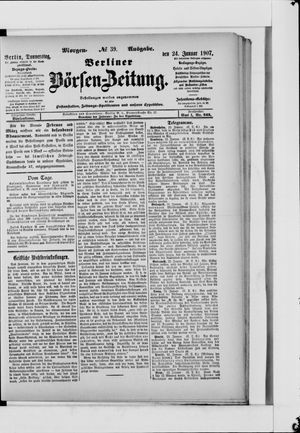 Berliner Börsen-Zeitung vom 24.01.1907