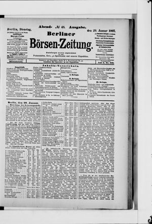 Berliner Börsen-Zeitung on Jan 29, 1907