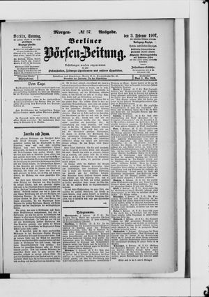 Berliner Börsen-Zeitung vom 03.02.1907