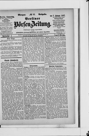 Berliner Börsen-Zeitung vom 07.02.1907