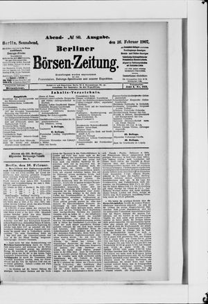 Berliner Börsen-Zeitung on Feb 16, 1907