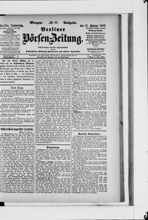 Berliner Börsen-Zeitung vom 21.02.1907