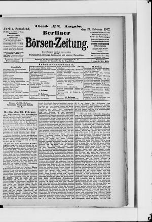 Berliner Börsen-Zeitung vom 23.02.1907
