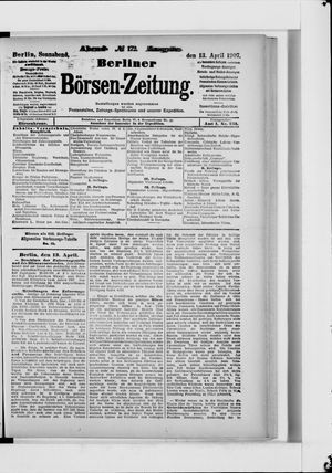 Berliner Börsen-Zeitung on Apr 13, 1907