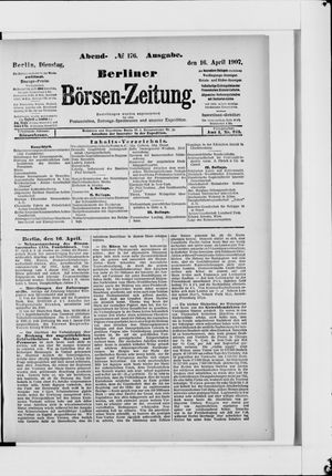 Berliner Börsen-Zeitung vom 16.04.1907