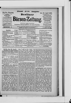 Berliner Börsen-Zeitung vom 23.04.1907