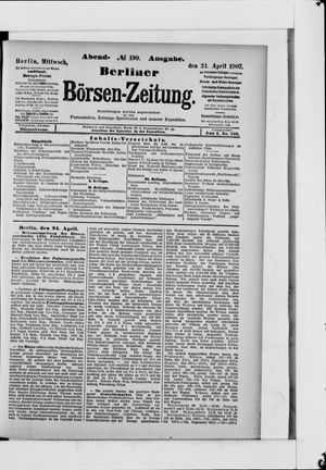 Berliner Börsen-Zeitung vom 24.04.1907