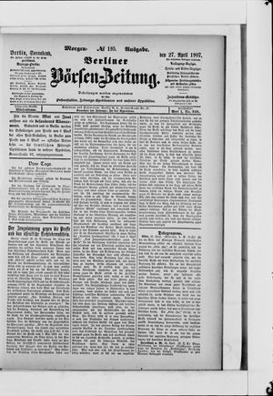 Berliner Börsen-Zeitung vom 27.04.1907
