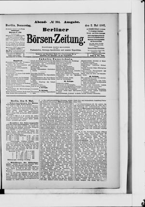 Berliner Börsen-Zeitung on May 2, 1907