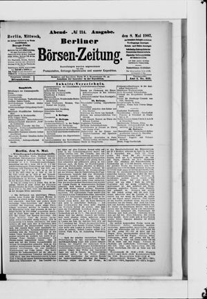 Berliner Börsen-Zeitung vom 08.05.1907