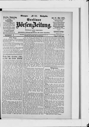 Berliner Börsen-Zeitung on May 16, 1907