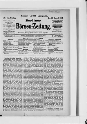 Berliner Börsen-Zeitung on Aug 12, 1907