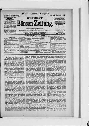 Berliner Börsen-Zeitung vom 15.08.1907