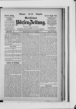 Berliner Börsen-Zeitung vom 30.08.1907