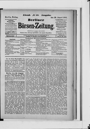 Berliner Börsen-Zeitung vom 30.08.1907