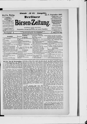 Berliner Börsen-Zeitung vom 09.09.1907