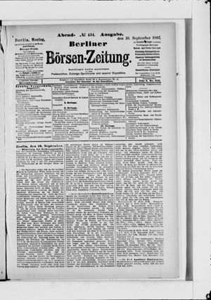Berliner Börsen-Zeitung vom 16.09.1907