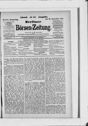 Berliner Börsen-Zeitung vom 19.09.1907