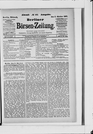 Berliner Börsen-Zeitung on Oct 2, 1907