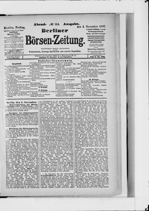 Berliner Börsen-Zeitung vom 01.11.1907