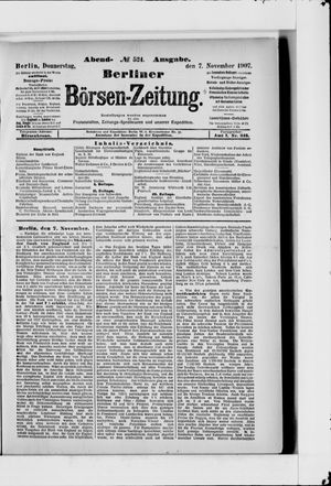 Berliner Börsen-Zeitung vom 07.11.1907