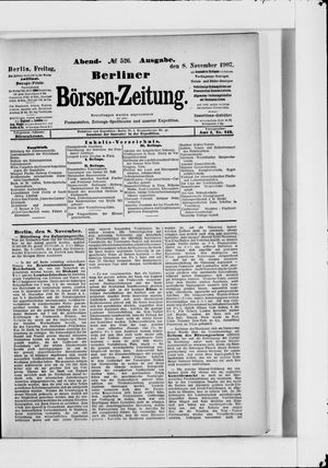 Berliner Börsen-Zeitung vom 08.11.1907