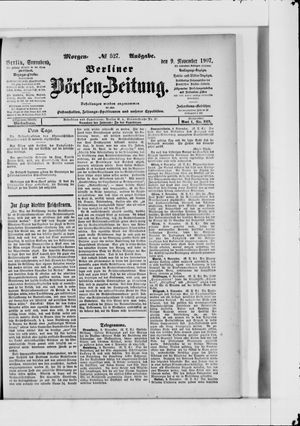 Berliner Börsen-Zeitung vom 09.11.1907