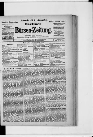 Berliner Börsen-Zeitung vom 02.01.1908